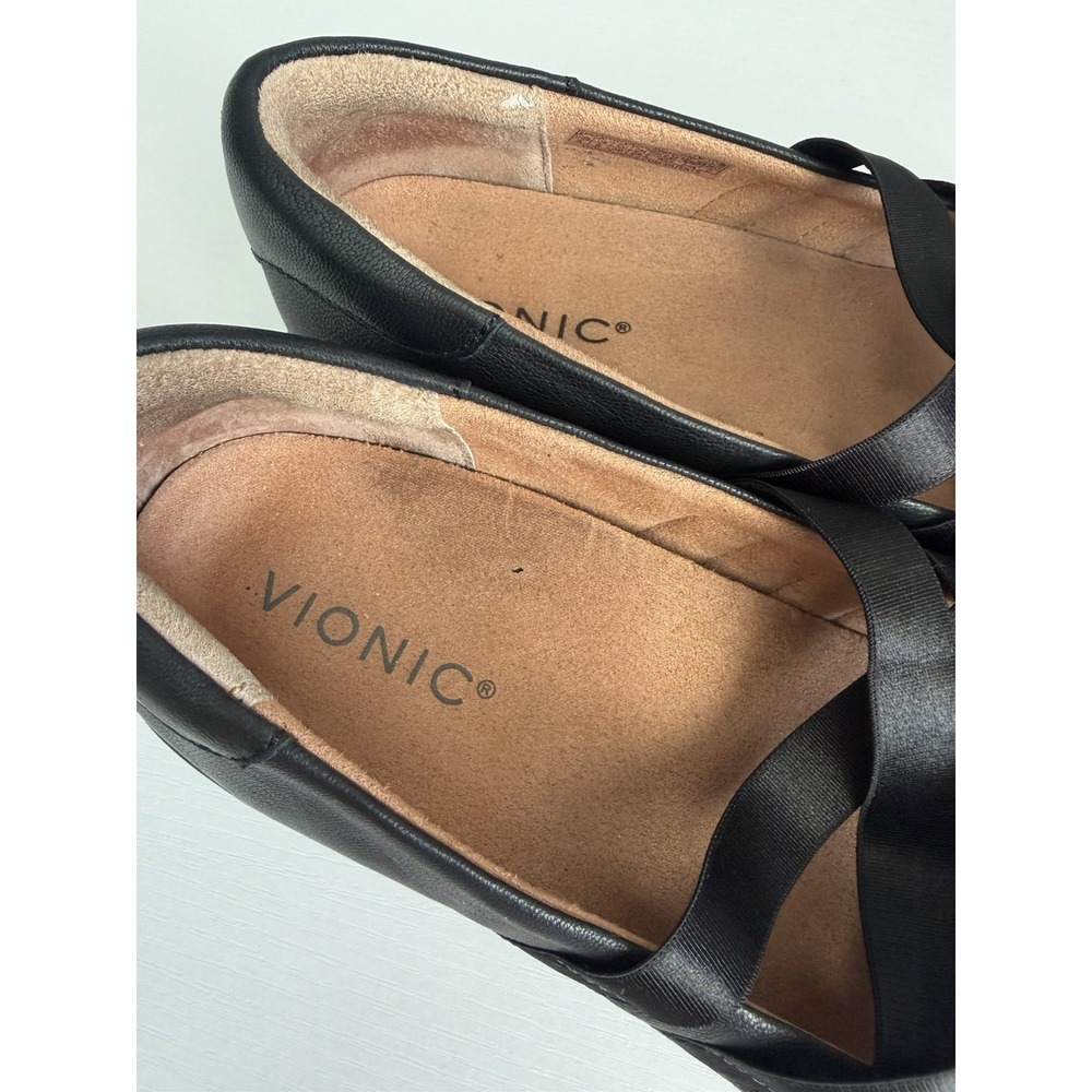Vionic Serenity Mary Jane Flats Women's 8 Wide Black Leather Orthotic Comfort - Picture 3 of 10